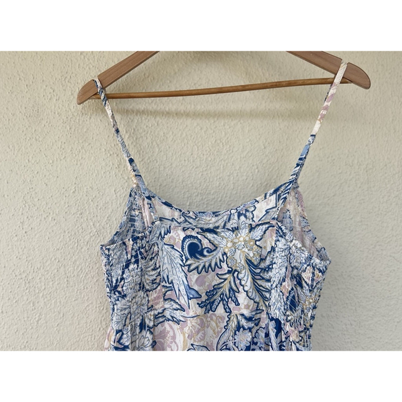 Free People Forever Yours Floral Maxi Dress M Blue Smocked Boho Fairy Vacation - Picture 12 of 14